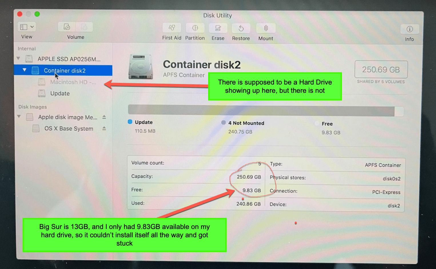 not enough space for mac update