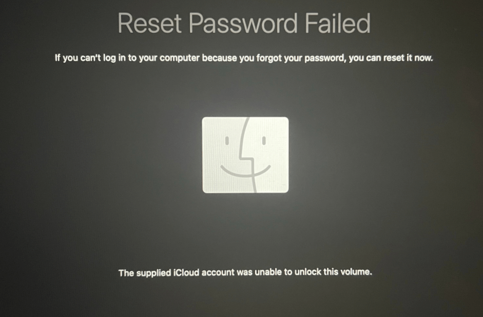 the supplied icloud account was unable to unlock this volume
