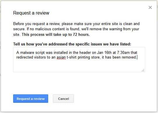 malware request a review