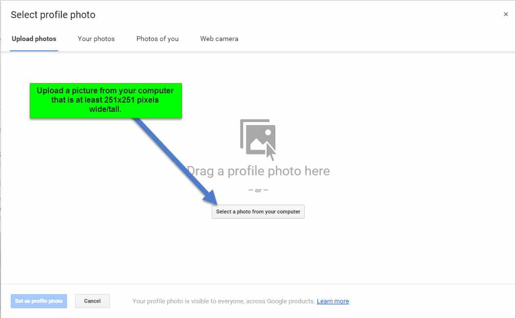 changing google account picture